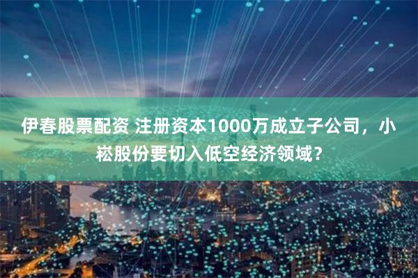 伊春股票配资 注册资本1000万成立子公司，小崧股份要切入低空经济领域？